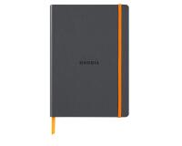 Rhodiarama carnet souple A5 160 pages dot papier ivoire 90g fermeture élastique - Titane