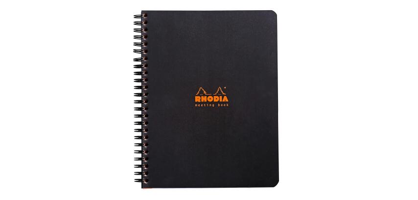 Meeting book Rhodia Classic reliure intégrale 16x21 cm 160 pages imprimées détachables 90g - Noir