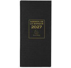 Agenda de bureau Banquier long Euro et cents 16 x 34 cm Journalier 2027 - Noir