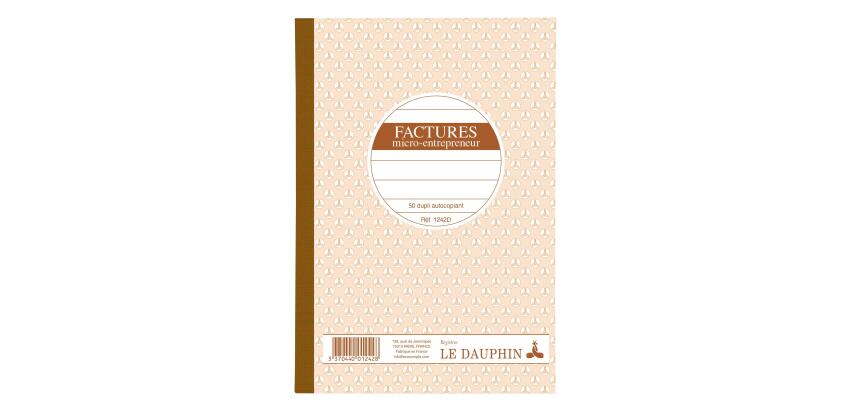 Le Dauphin Micro Entrepreneur Invoices Book 50 Duplicates, 210x148 - Oat