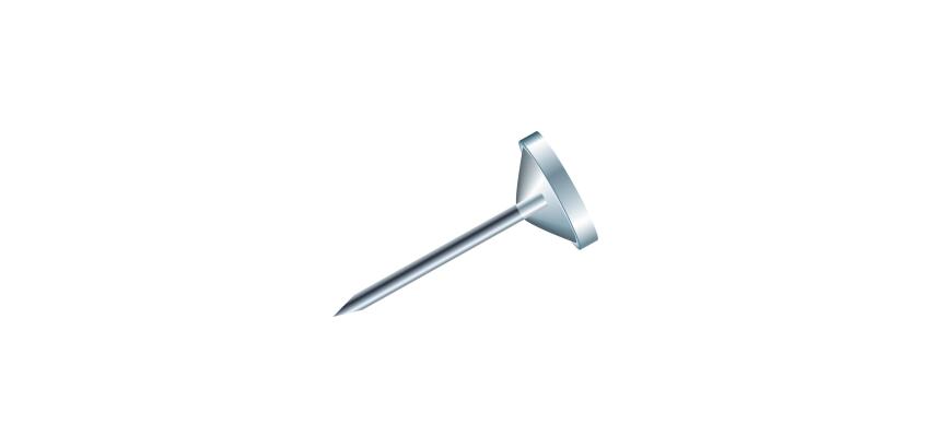 Boîte de 100 épingles à tête plate unie - Hauteur de pointe 8mm - 5mm de diamètre - Cristal