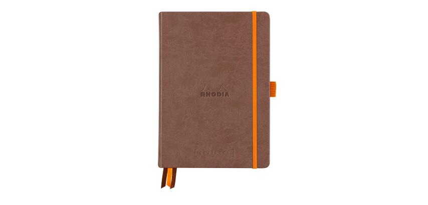 Rhodiarama Goalbook rembordé rigide A5 240 pages dot papier blanc 90g - Chocolat