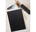 Rhodia Touch carton dessin 3 rabats, simili cuir italien noir avec fermeture par élastique - 52x72 cm - Noir