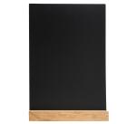 Slate menu holder on wooden base A4 - Black