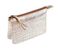 KLEO-PATHRA CUIR Petite Pochette 2 compartiments 13x9 cm Argent