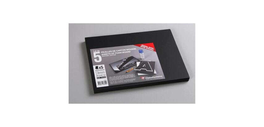 Carton Mousse lot 5 feuilles A4 3mm - Noir
