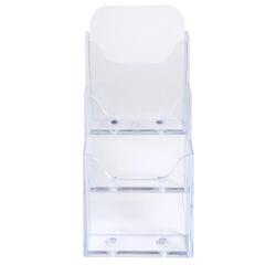 Porta brochure/cataloghi da banco 3 scomparti DL (10X21cm) - Cristallo