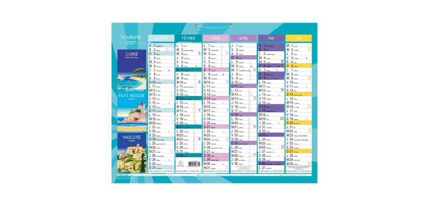 Calendrier Tourisme 43 x 33,5 cm Semestriel 2027