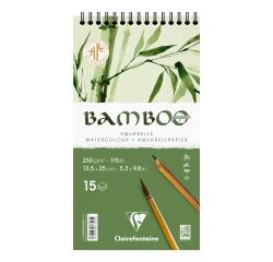Bamboo, Spiralblock mit 15 Blatt Bambuspapier, 13,5x25 cm, 250g