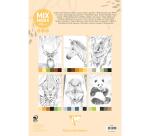 ODELIA, Bloc de coloriage multi-techniques de 20 feuilles A4 250g, Les animaux