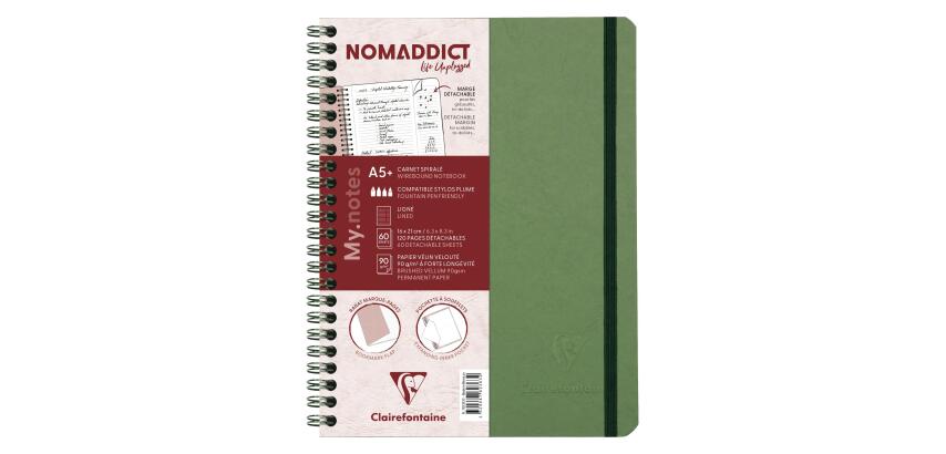 My.Notes Age Bag carnet reliure intégrale à marges détachables A5+ 120 pages détachables ligné + cadre en-tête - Vert