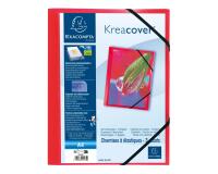 Kreacover® elastomap met 3 kleppen - ondoorschijnende PP 5/10de- A4 - Rood
