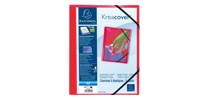 Carpetas con gomas 3 solapas Kreacover® Polipropileno Translucido