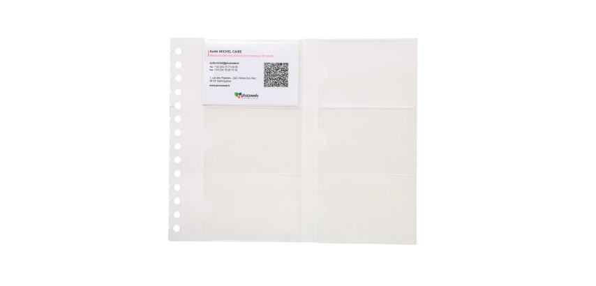 Recharge de 10 pochettes détachables pour porte cartes de visite Exactive® - 19x23cm - Cristal
