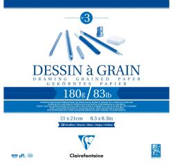 Gekörntes Zeichenpapier, Block geleimt, 30 Blatt, 180g, 21x21 cm, weiß