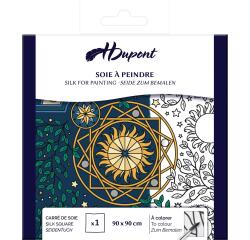 CARRÉ 100% soie - 90x90cm Astral - Blanc