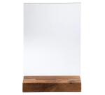 Porta-avvisi da tavolo con base in legno per formato A5 - Cristallo