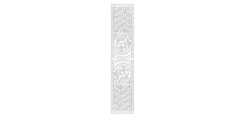 Scarf 100% silk - 180x43cm Peacock - White