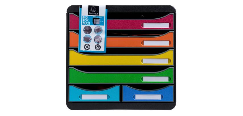 Schubladenbox BIG BOX MAXI, 6 offene Schubladen, Iderama - Regenbogen