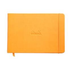 Webnotebook A5, landschapsformaat, 96 blad effen ivoorkleurig papier van 90g, sluiting met elastiek - Oranje