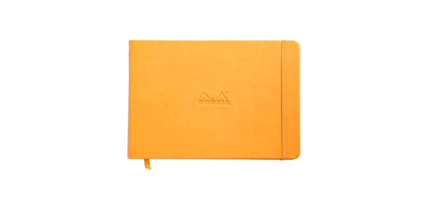 Webnotebook A5 paysage 192 pages uni papier ivoire 90g fermeture élastique - Orange
