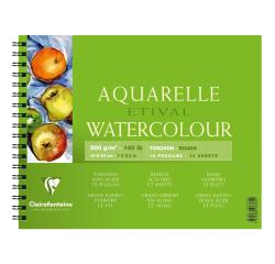 Etival Aquarellpapier Torchon, Block mit Doppelspirale, 12 Blatt 300g, 18x24 cm