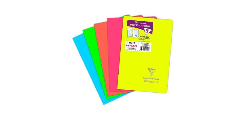 Carnet piqué Koverbook Neon 11x17cm 96 pages petits carreaux couverture polypropylène opaque - Assortis