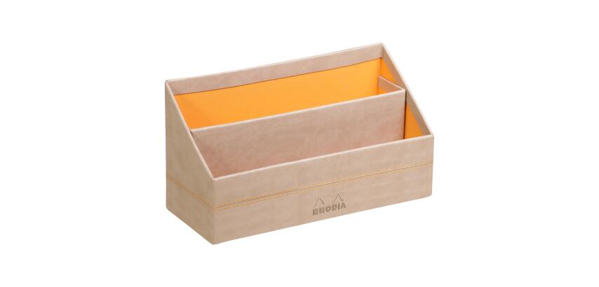 Rhodiarama porte-courrier simili cuir italien 25x10x14 cm - Beige