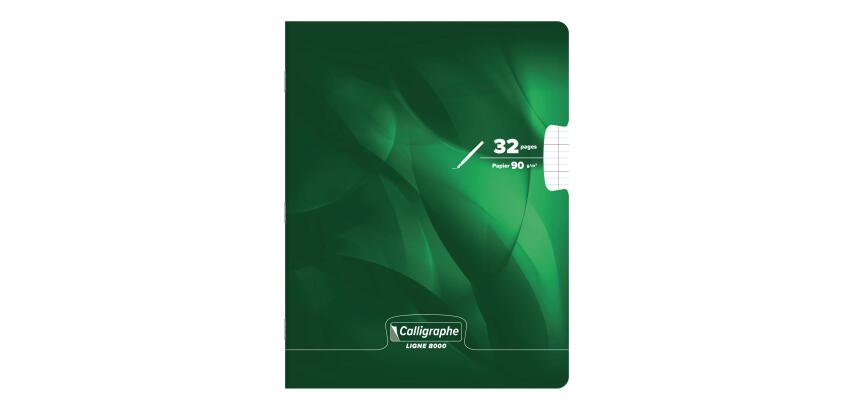Cahier d'écriture piqué 8000 CARTE 17x22 cm 32 pages grands carreaux 4 mm agrandis 16x16 mm 90 g - Vert