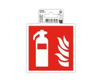 Panneau PP adhésif antidérapant Extincteur 10x10 cm - Rouge