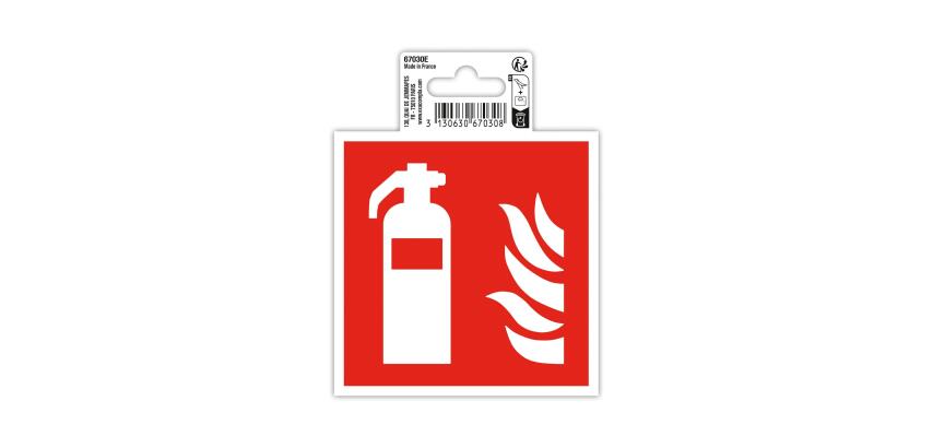Non-slip adhesive PVC panel Fire extinguisher 10x10 cm - Red