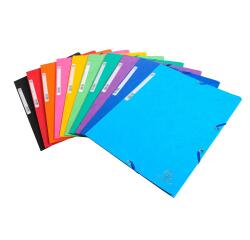 Carpetas Exacompta con gomas cartulina lustrada 3 solapas - Colores surtidos vivos