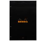 Gehefteter Notizblock Rhodia No.20 A4+, 80 Blatt liniert mit Rand 80g, 4-fach gelocht - Schwarz