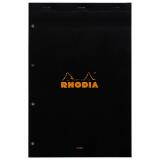 Bloc agrafé perforé N°20 A4+ 80 feuilles lignées + marge 80 g. - Noir