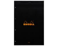 Bloc agrafé Rhodia N°20 21x31,8 cm ligné avec marge 80 feuillets perforation 4 trous 80g - Noir