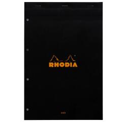 Rhodia Stapled Notepad No.20 - A4+ 21 x 31.8cm - Ruled with Margin - 80 Sheets - 80gsm - Black
