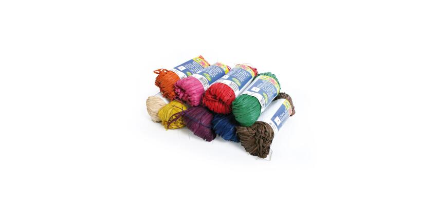 Geschenkband aus natürlichem Bast 50g, 9 Farben sortiert - Sortierung