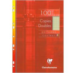 Copies doubles de couleur sous étui A4 100 pages perforées grands carreaux