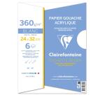Clairefontaine Gouache & Acrylic Paper Pad - 24 x 32cm - 6 Sheets - 360gsm
