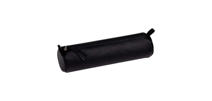 Runde Ledertasche, schwarz