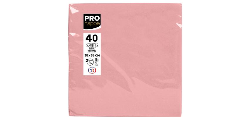 Paquet de 40 serviettes micro-gaufrées ouate 2 plis - 38x38 cm