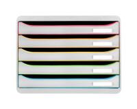 Module de classement Big Box Plus horizon 5 tiroirs Glossy - Blanc/arlequin