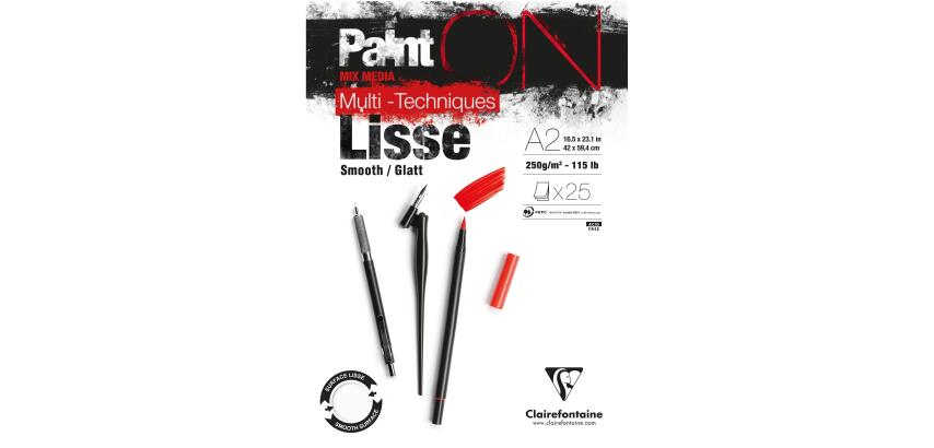PaintON Lisse bloc collé 25F A2 250g
