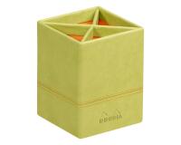 Rhodiarama pot à crayons simili cuir italien 8x8x11 cm - Anis