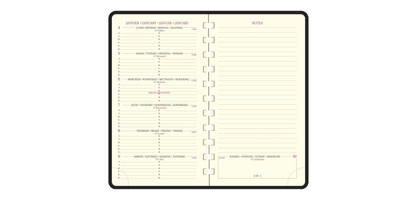 Recharge Agenda de poche Espace 16S spiralé 9 x 16 cm Semainier Janvier à Décembre 2027