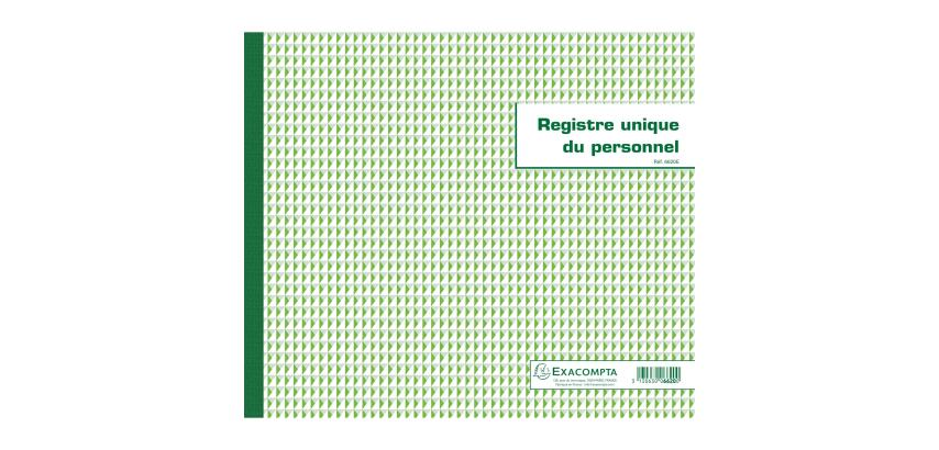 Piqûre 27x32cm - Registre unique du personnel (salariés et stagiaires) - 56 pages