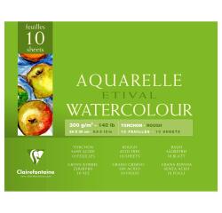 Etival Aquarellpapier Torchon, Block 4-seitig geleimt, 10 Blatt 300g, 24x30 cm