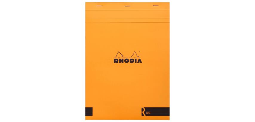 Bloc agrafé Rhodia le R N°18 21x29,7 cm 70 feuillets ligné 90g - Orange