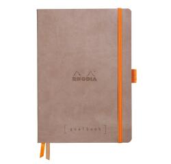 Rhodiarama Goalbook A5 met softcover, 120 blad gestippeld wit papier van 90g - Taupe