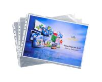Sachet de 10 pochettes perforées biseautées pour classeur Exactive - polypropylène lisse 5,5/100 - A3 - Cristal